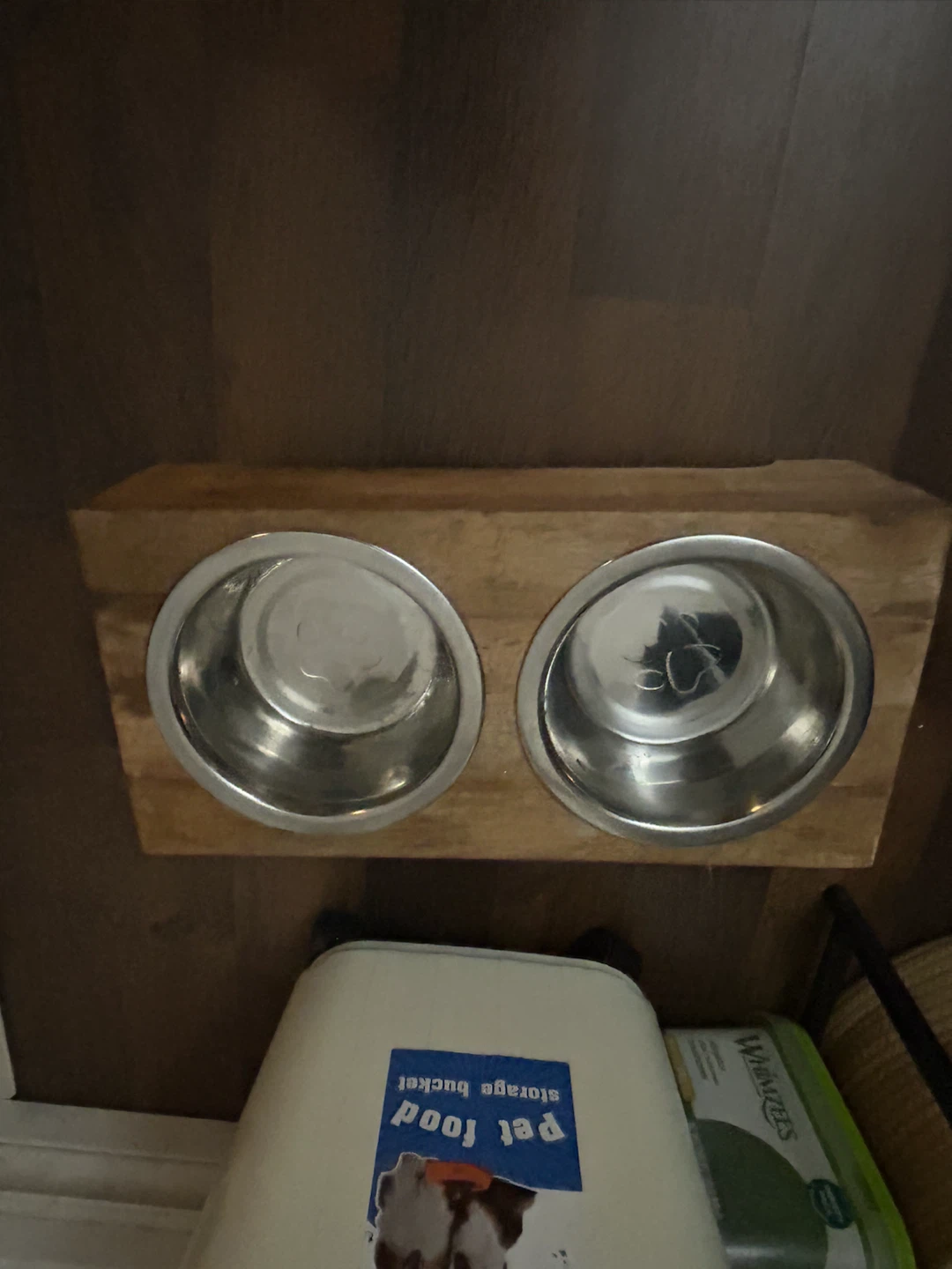 Wooden Dog Bowl Stand with Stainless Steel Bowls