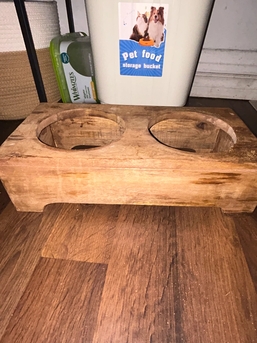 Wooden Dog Bowl Stand with Stainless Steel Bowls - photo 3