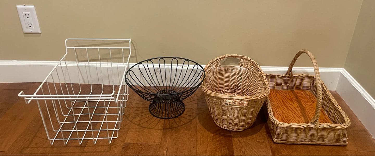Assorted Baskets and Wire Rack