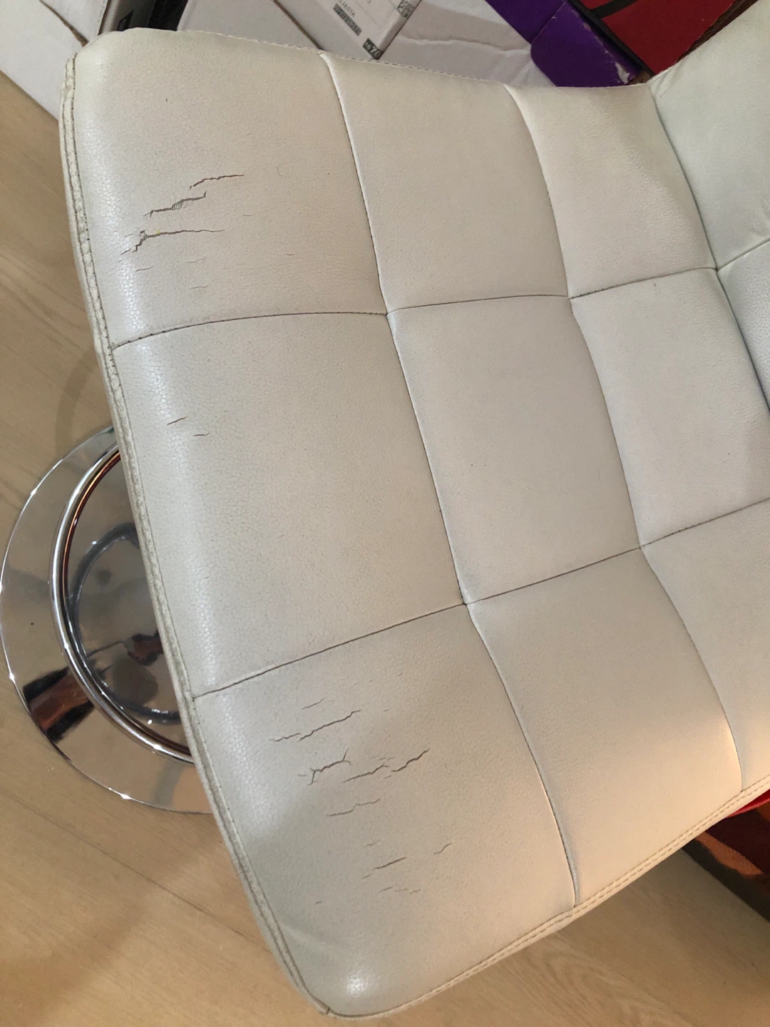 White Faux Leather Swivel Bar Stool - photo 3