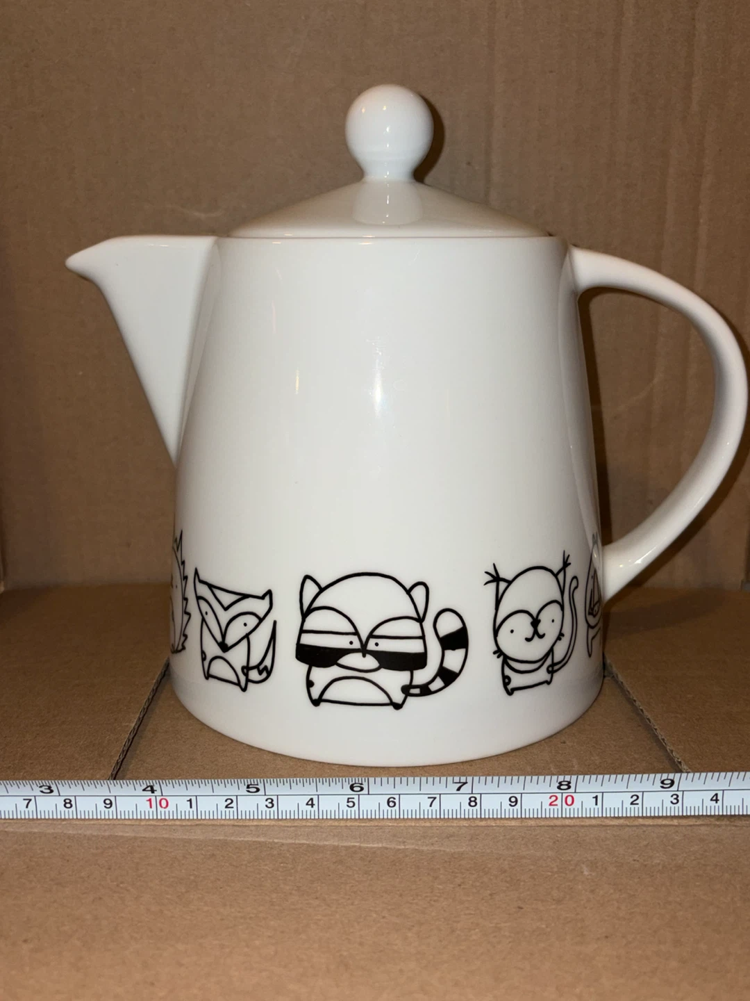 White Teapot with Cartoon Animals - photo 5