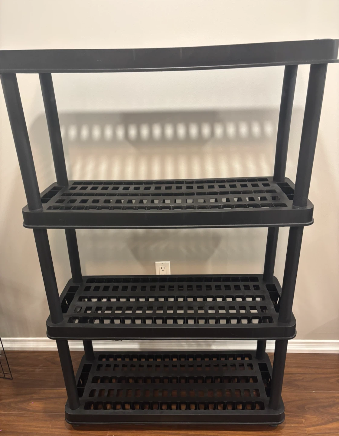 Black 4-Tier Plastic Shelving Unit