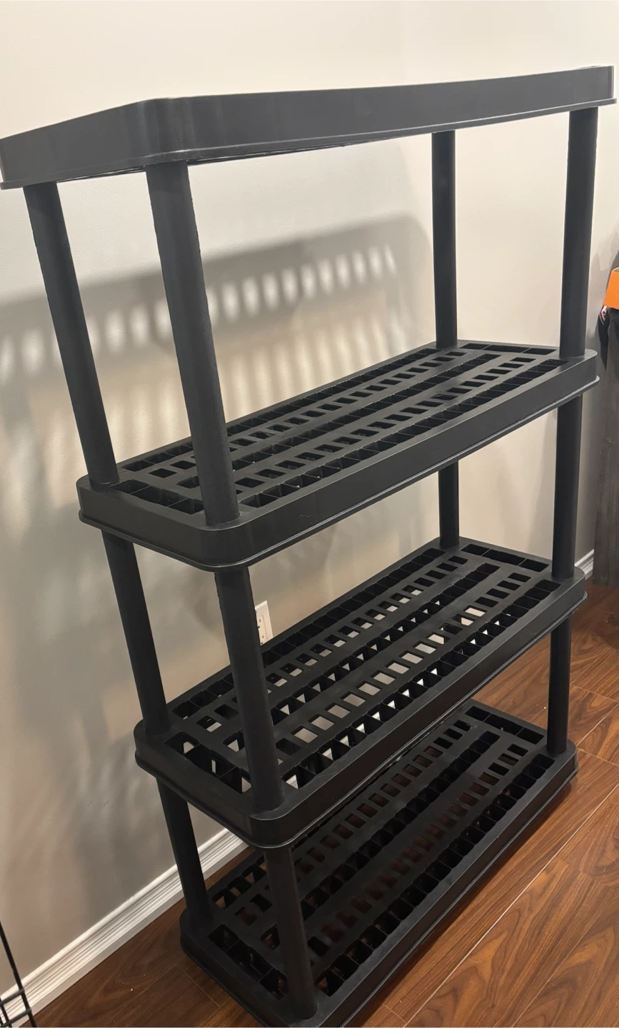 Black 4-Tier Plastic Shelving Unit - photo 2