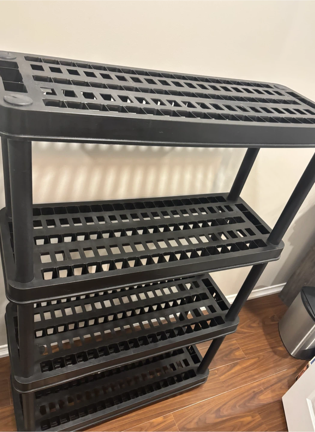Black 4-Tier Plastic Shelving Unit - photo 3