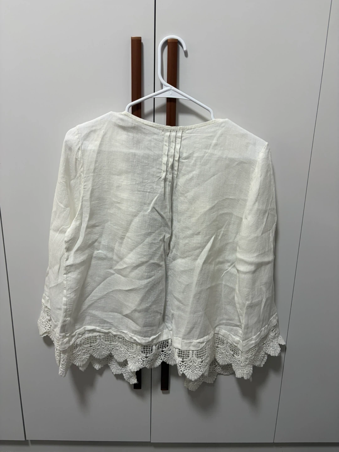Via Signoria White Linen Blend Lace Trim Cardigan - photo 3