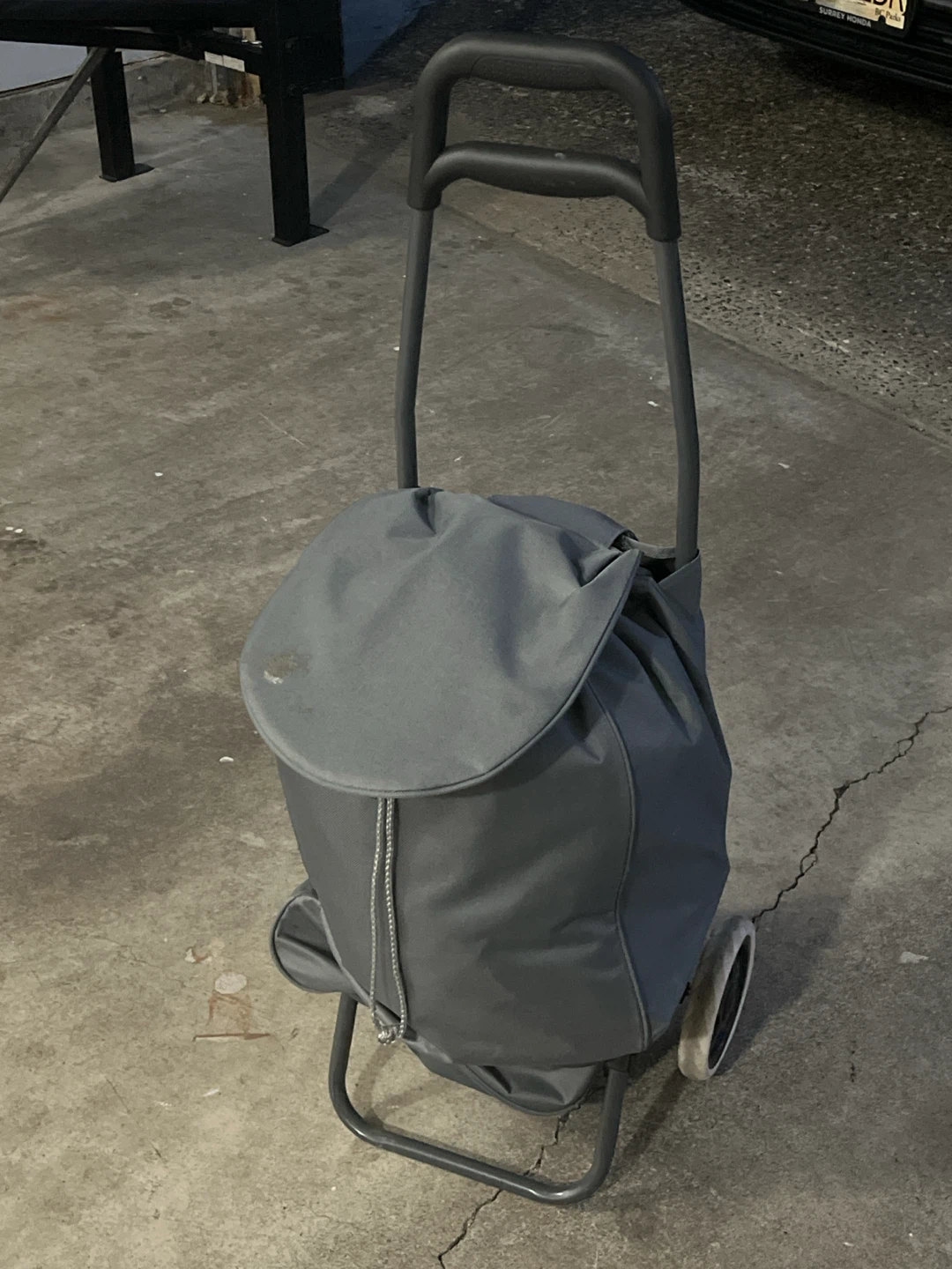 Grey Rolling Shopping Cart with Handle