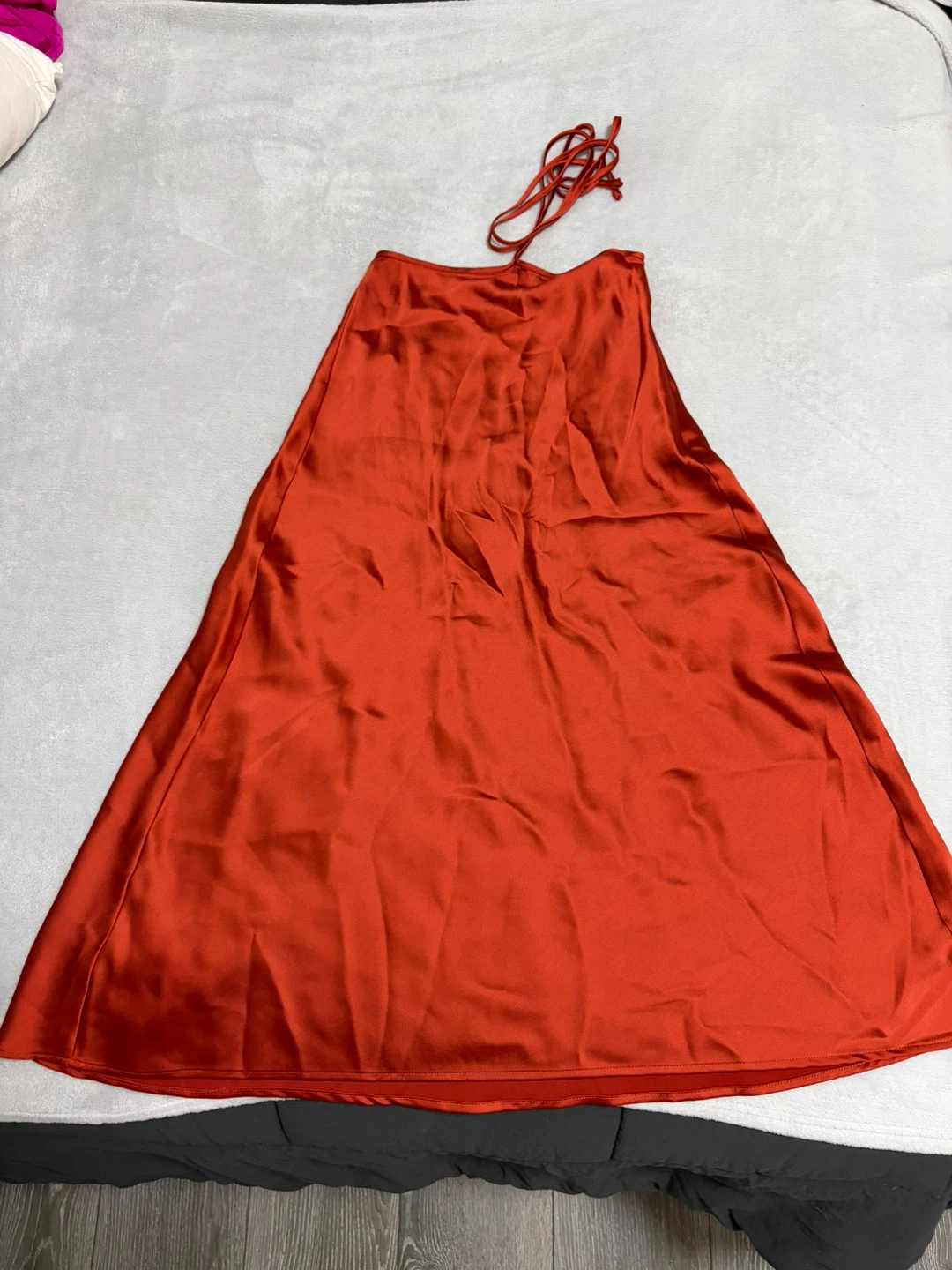 DYNAMITE Orange Satin Midi Skirt