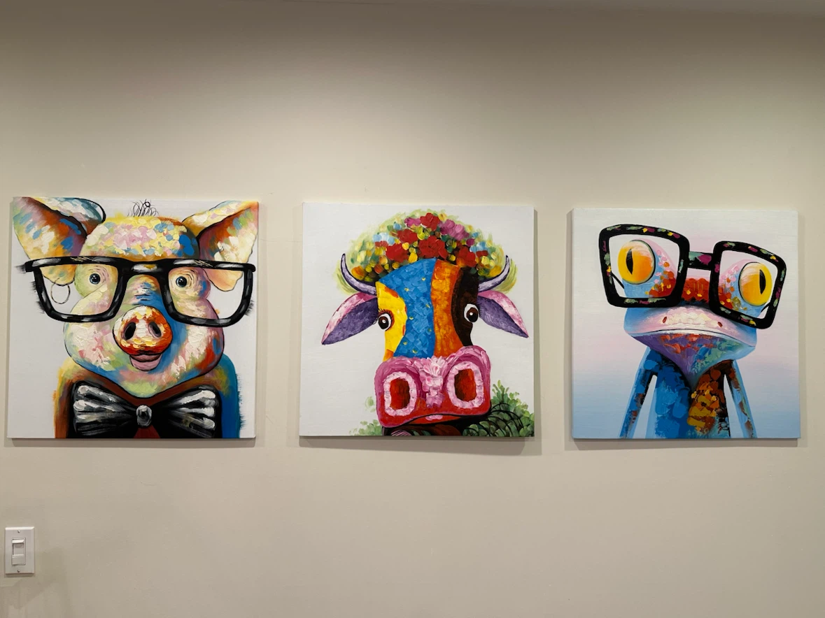 Set of 3 Colourful Animal Canvas Wall Art