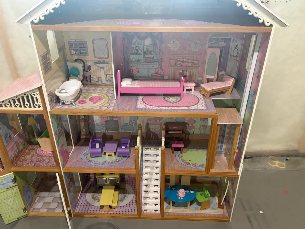 Wooden Dollhouse with Furniture - photo 2