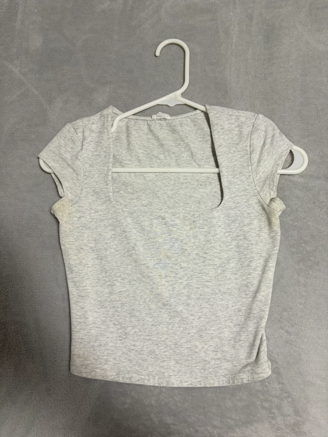 Garage Grey Marled Cropped Square Neck Top