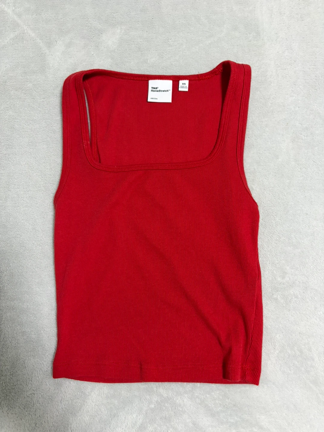 Red Ribbed Tank Top