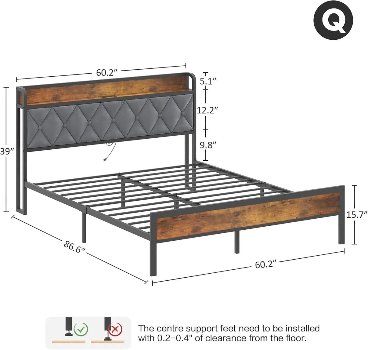 Queen Size Industrial Bed Frame - photo 2