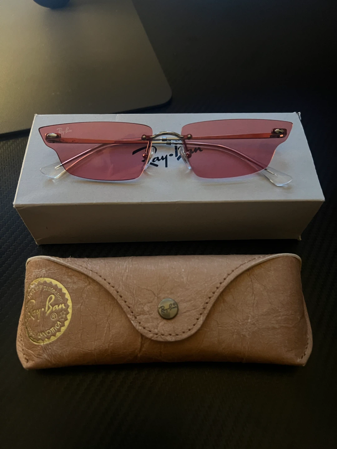 Ray-Ban Cherry Pink Frameless Sunglasses