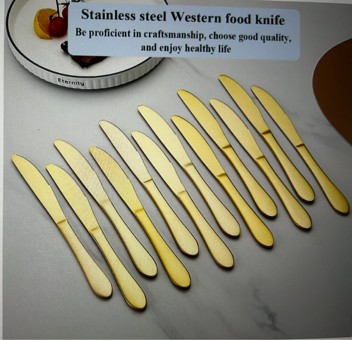 Table Knife Set - 12 Pieces - Gold