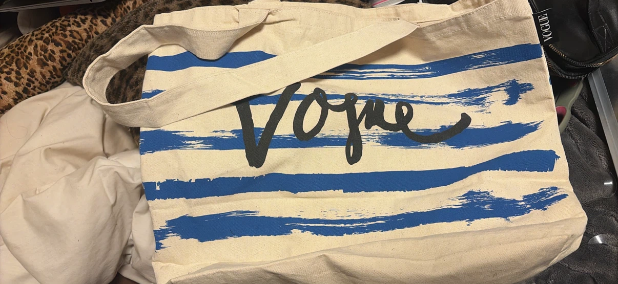 Vogue Tote Bag - Blue Stripe Canvas