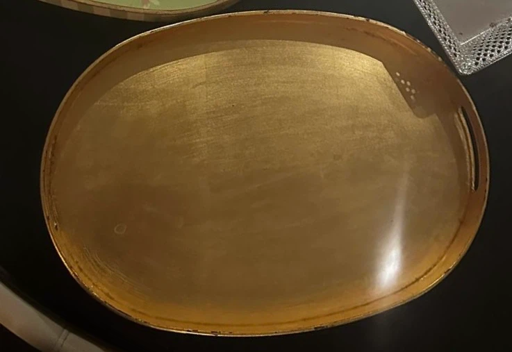 Gold Oval Serving Tray with Handles