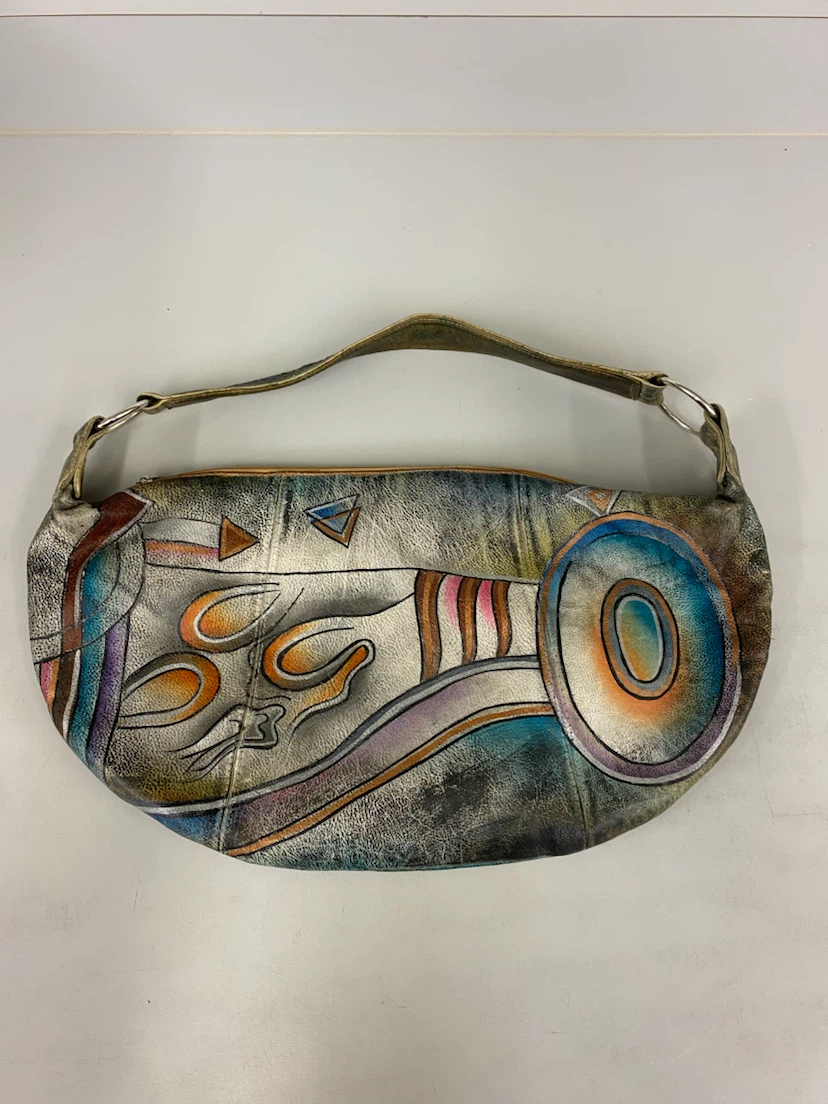 Vintage Anuschka-Like Hand-Painted Tribal Art Purse