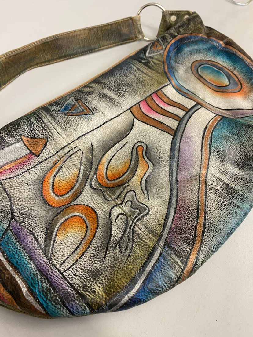 Vintage Anuschka-Like Hand-Painted Tribal Art Purse - photo 3