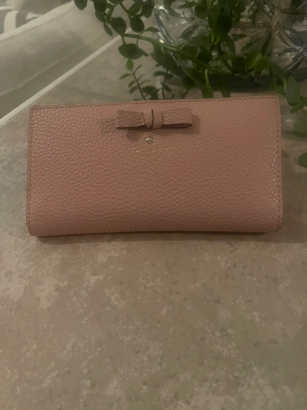 KATE SPADE Pink Leather Wallet with Bow Accent