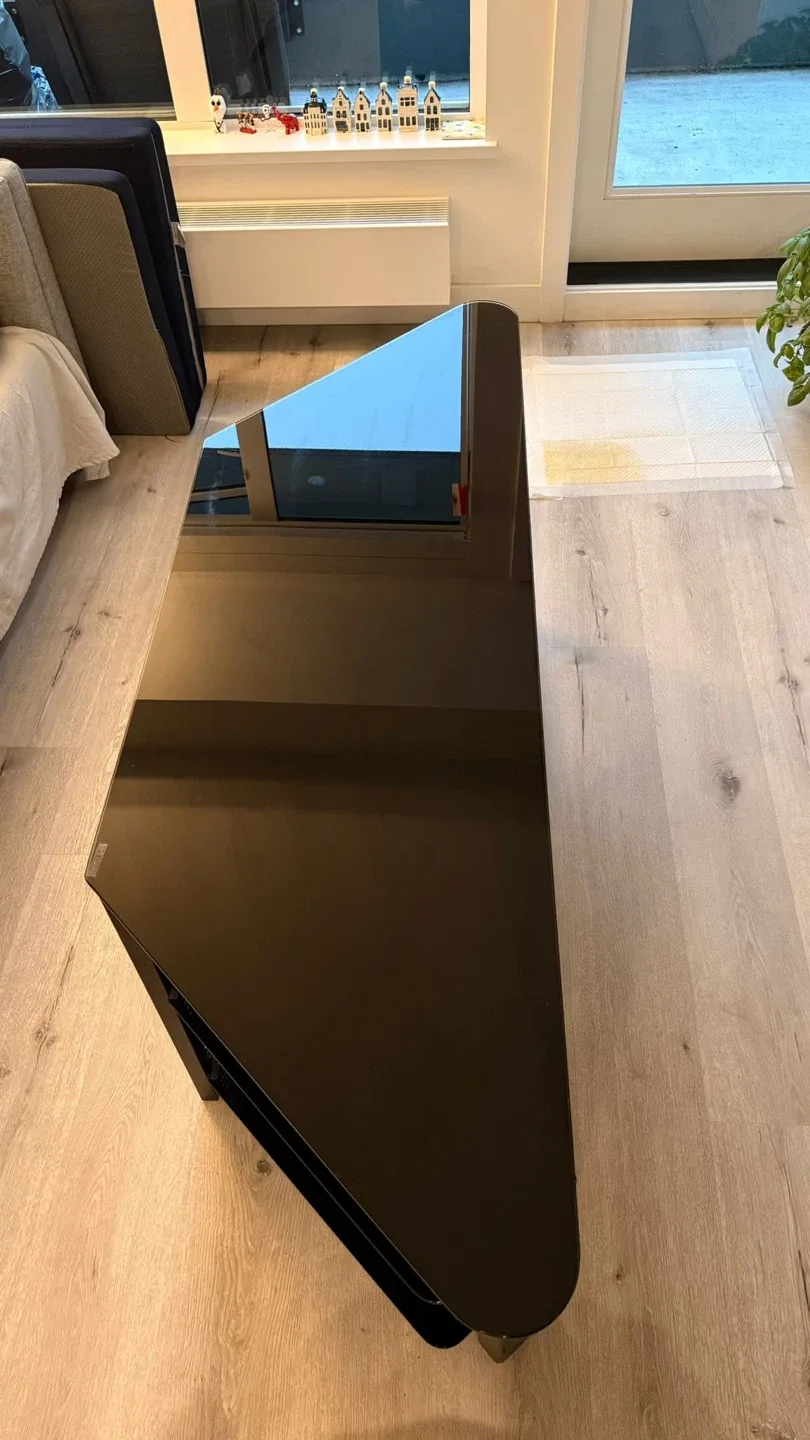 Black Glass 3-Tier TV Stand