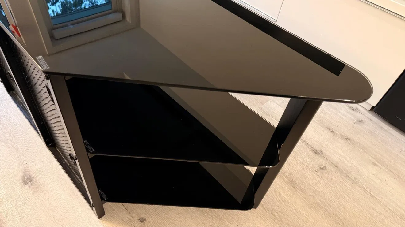 Black Glass 3-Tier TV Stand - photo 4