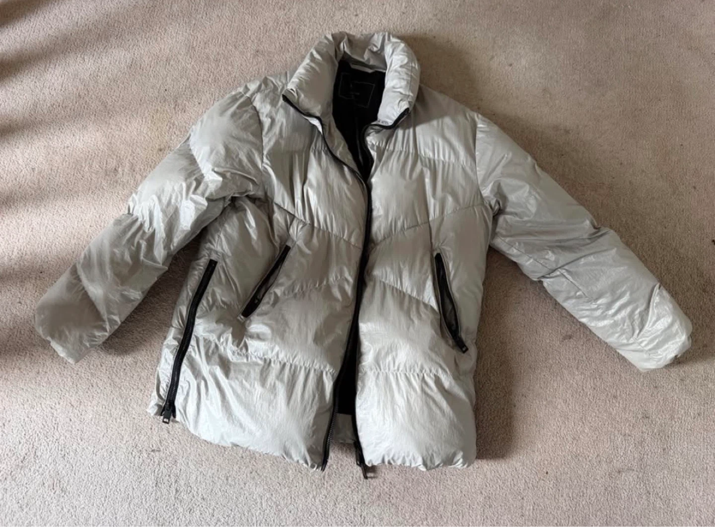 Massimo Dutti Puffer Jacket - Silver - Size S - photo 3