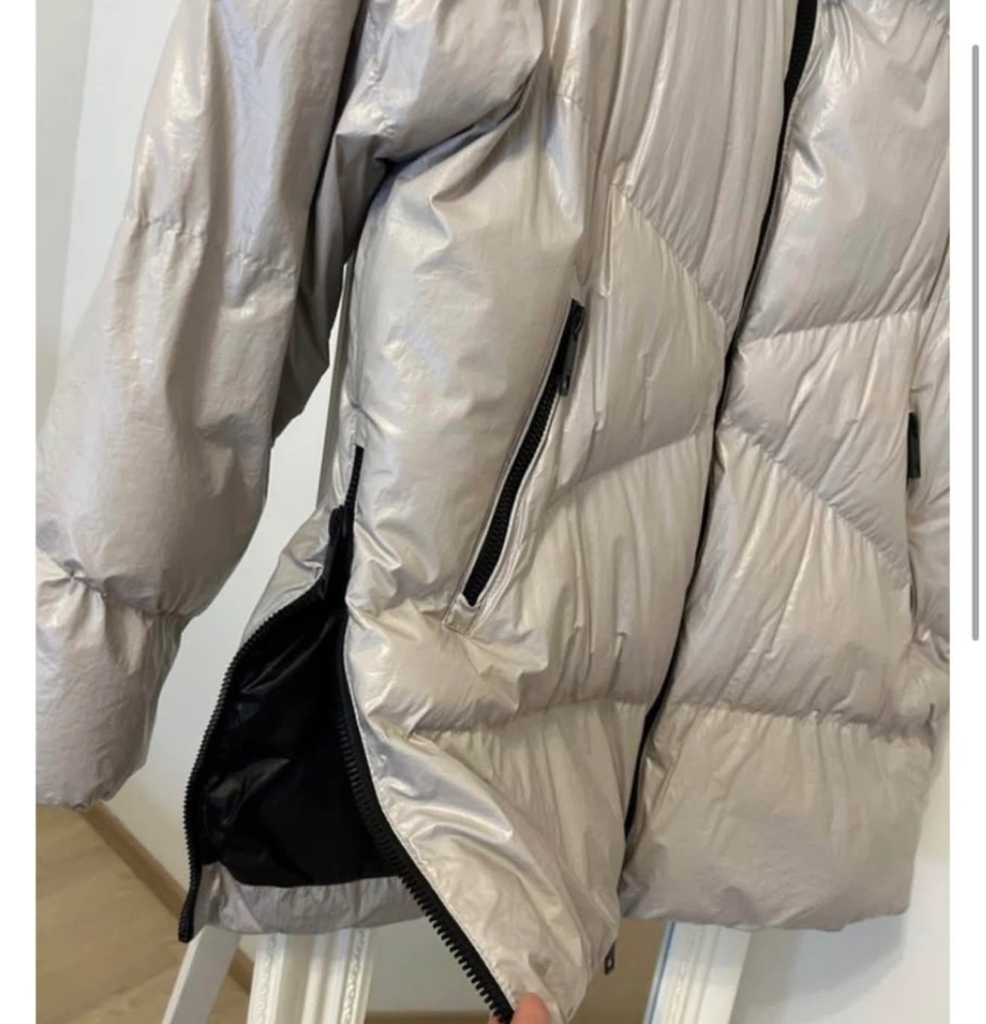 Massimo Dutti Puffer Jacket - Silver - Size S - photo 4