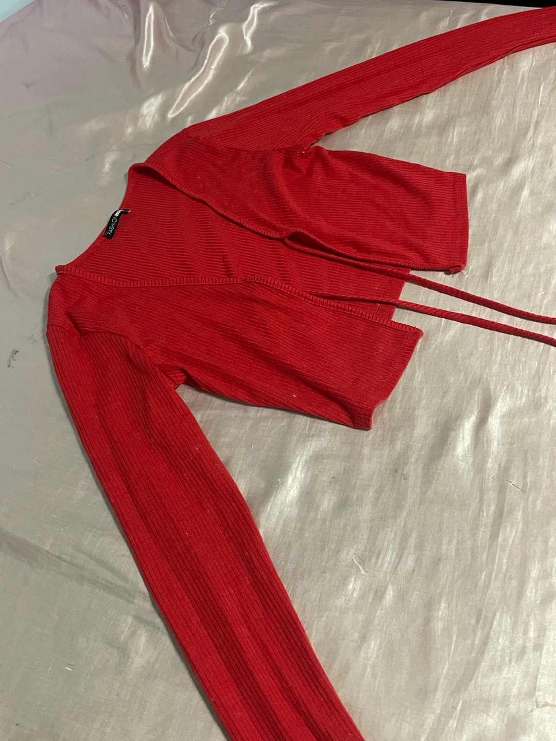 Red Long Sleeve Ribbed Crop Cardigan Fashion Nova