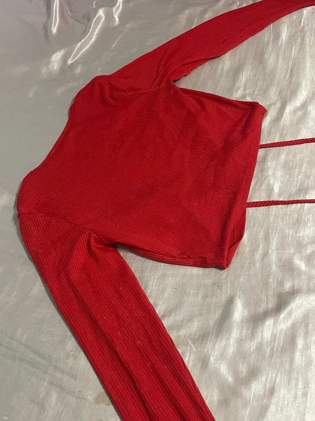 Red Long Sleeve Ribbed Crop Cardigan Fashion Nova - photo 2
