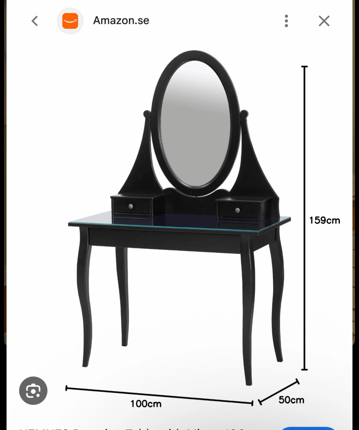 Black Vanity Table with Mirror and Drawers - photo 2