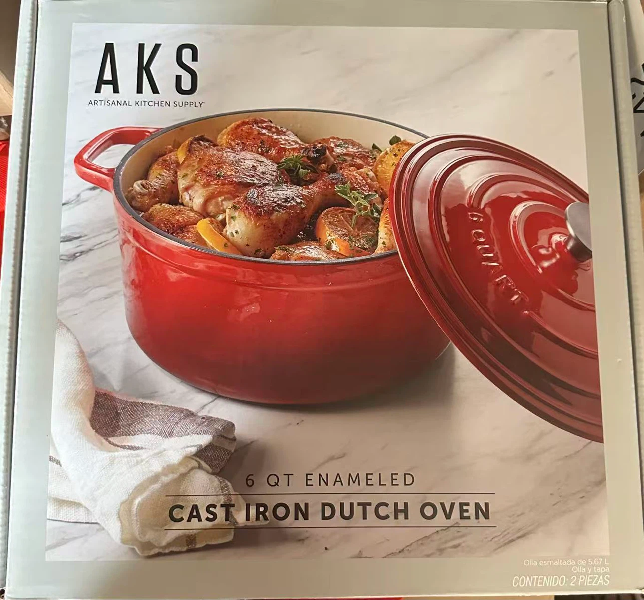 🔥🆕RED 6 QT Enamel Cast Iron Dutch Oven – Red