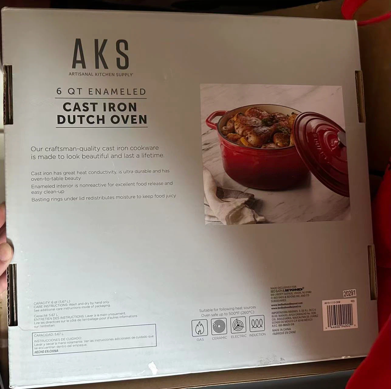 🔥🆕RED 6 QT Enamel Cast Iron Dutch Oven – Red - photo 2