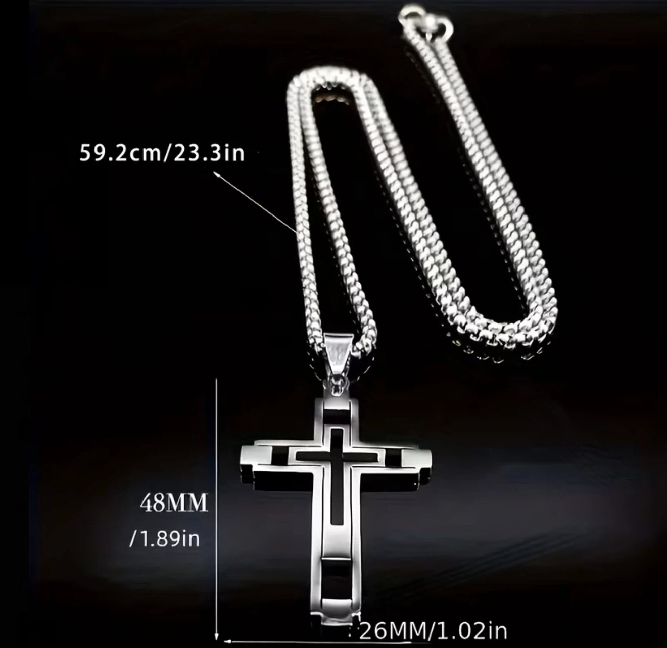 Silver color Cross Pendant Necklace - photo 2