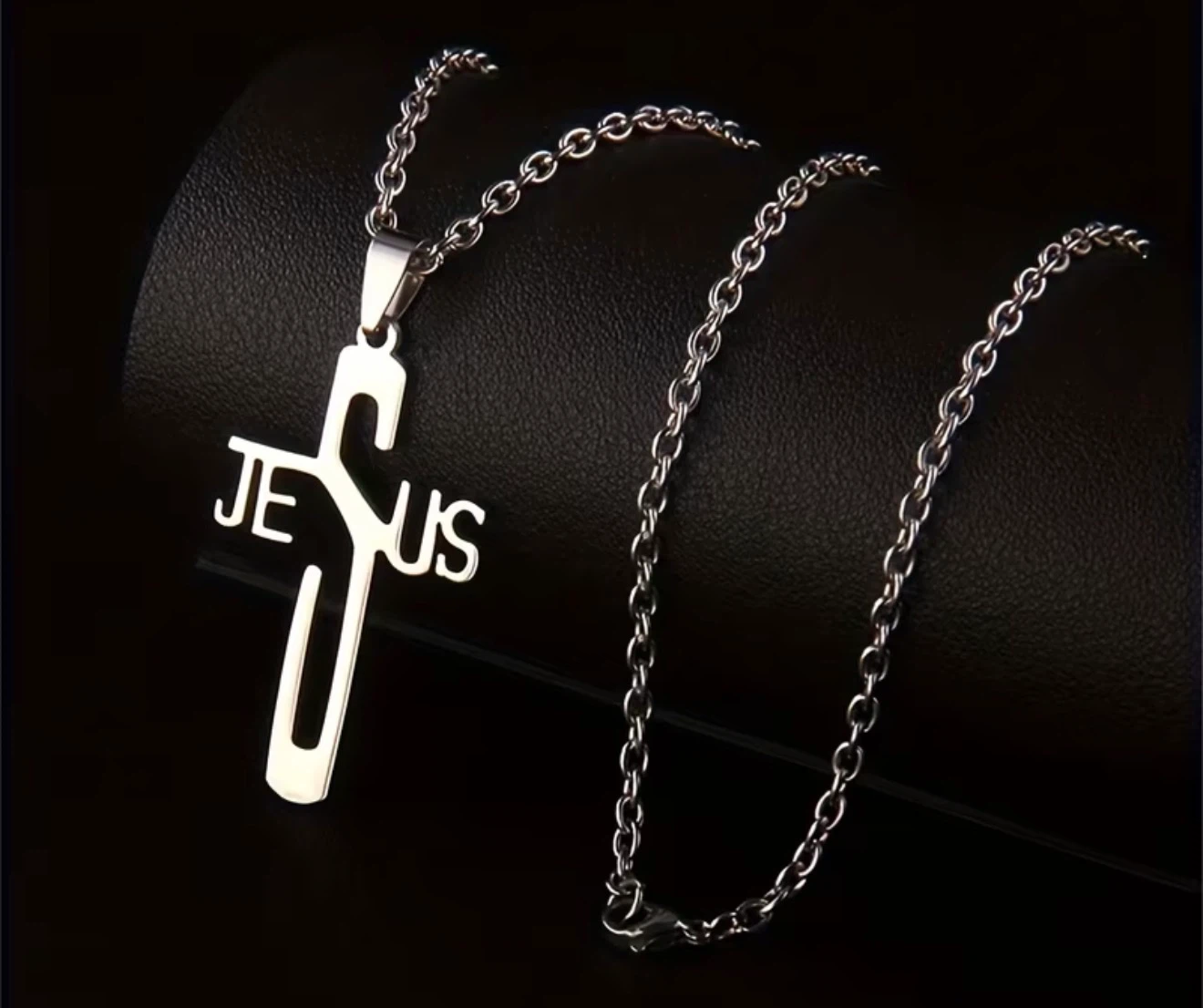 Jesus Cross Pendant Necklace Stainless Steel