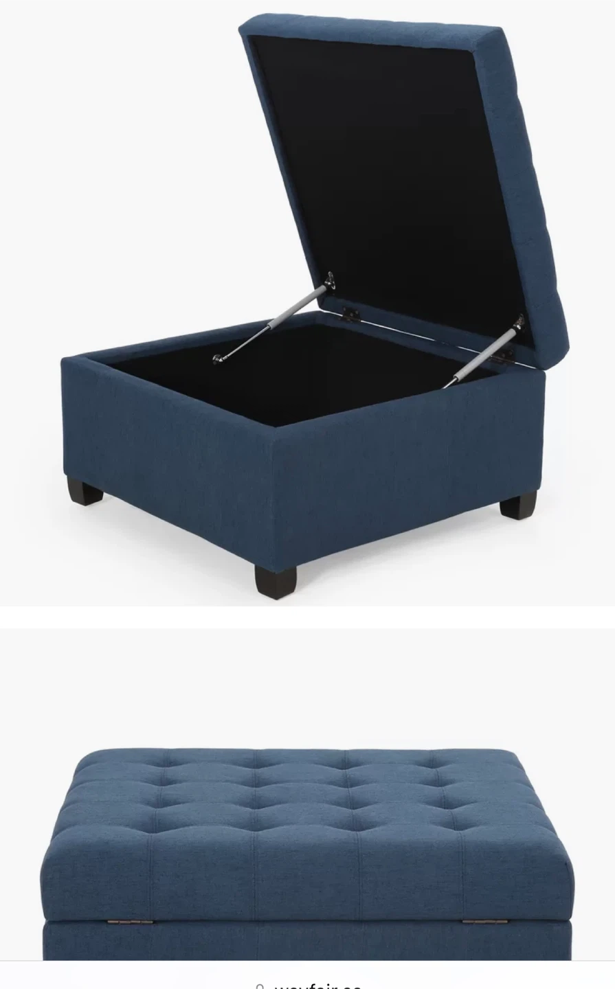 Winston Porter Upholstered Storage Ottoman - Navy Blue - photo 2