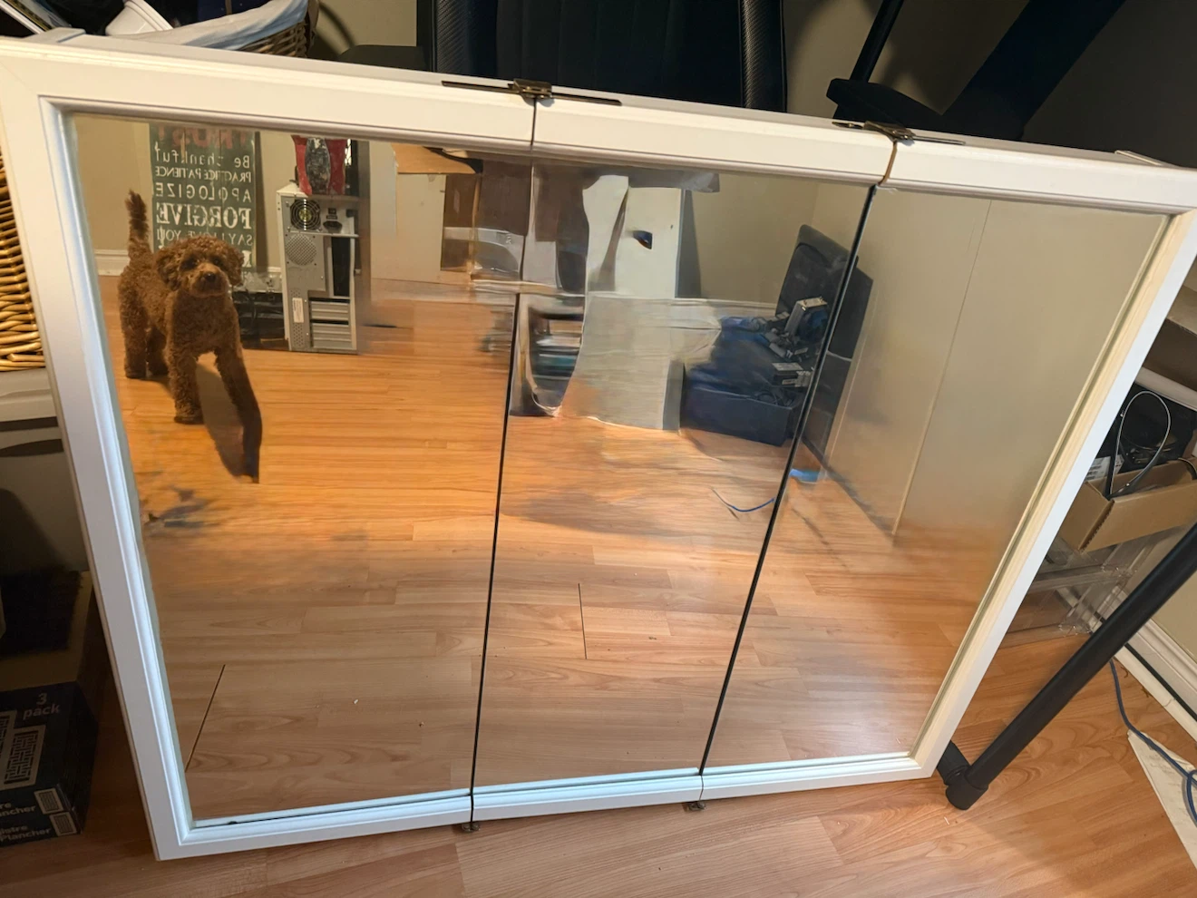 White 3-Door Medicine Cabinet with Mirror - photo 2