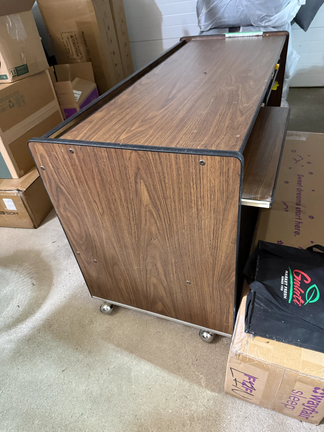 Vintage Woodgrain TV Stand/Cart with Wheels - photo 3