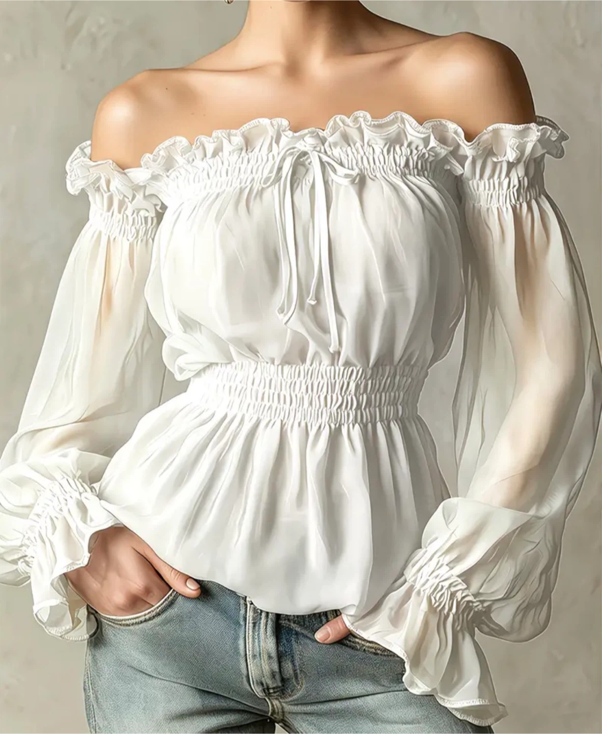 White Off-the-Shoulder Blouse