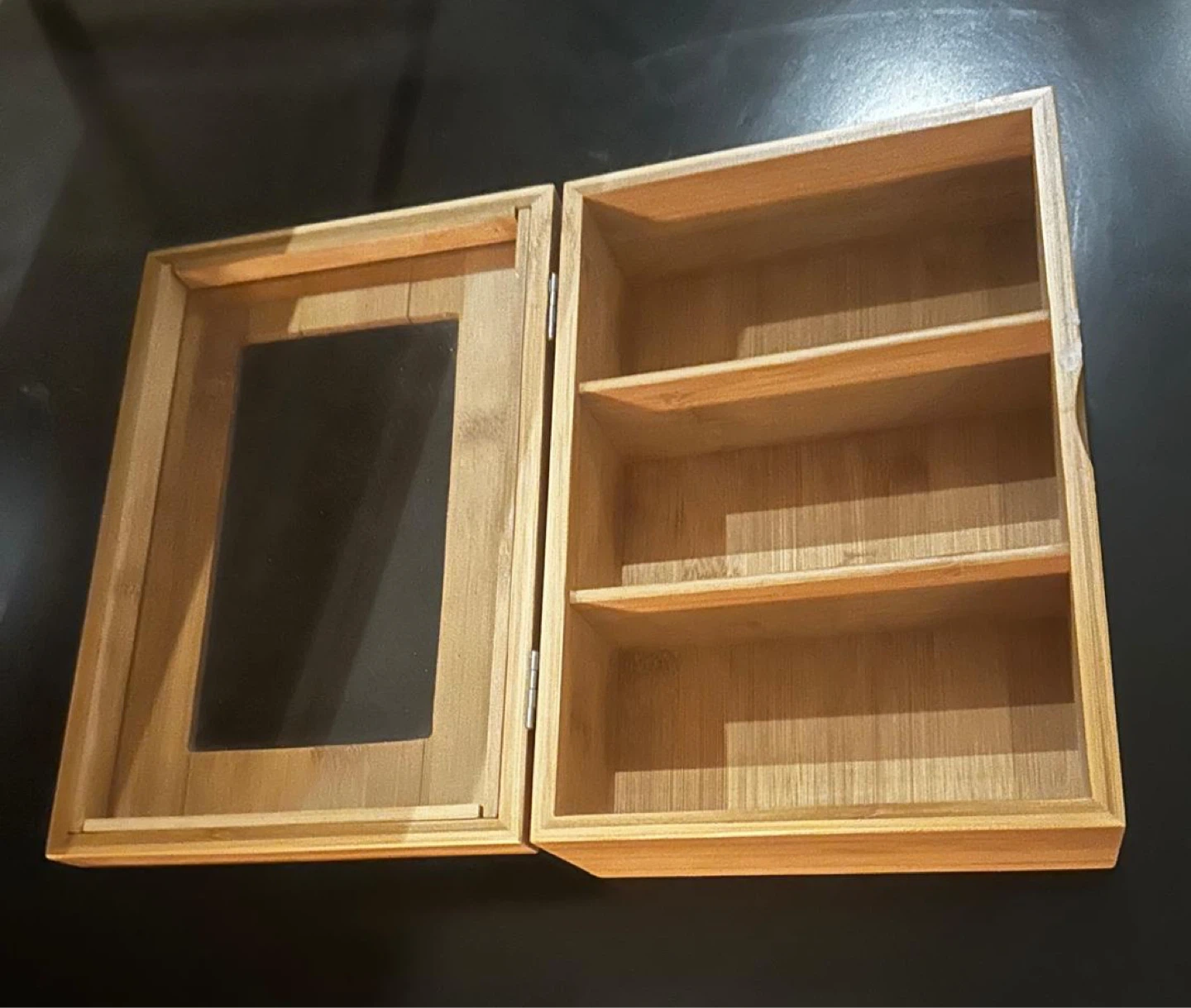 Little Wooden Container with Glass Door and Compartments - photo 2