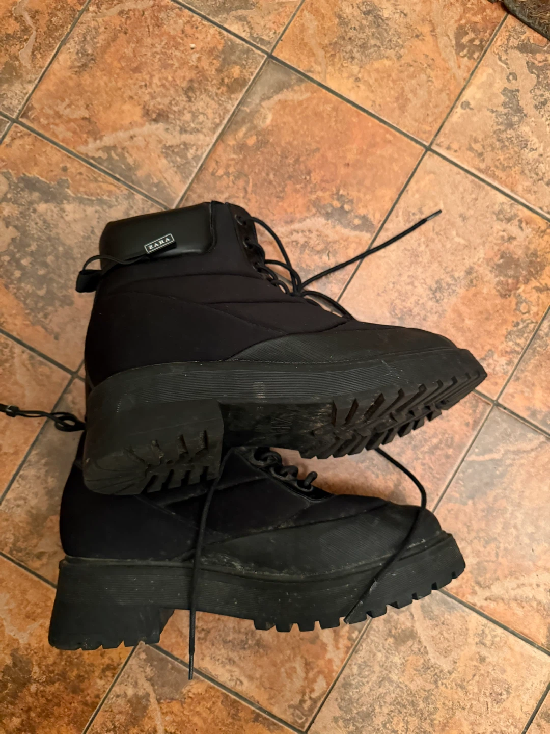 Zara Black Puffer Combat Boots - photo 3