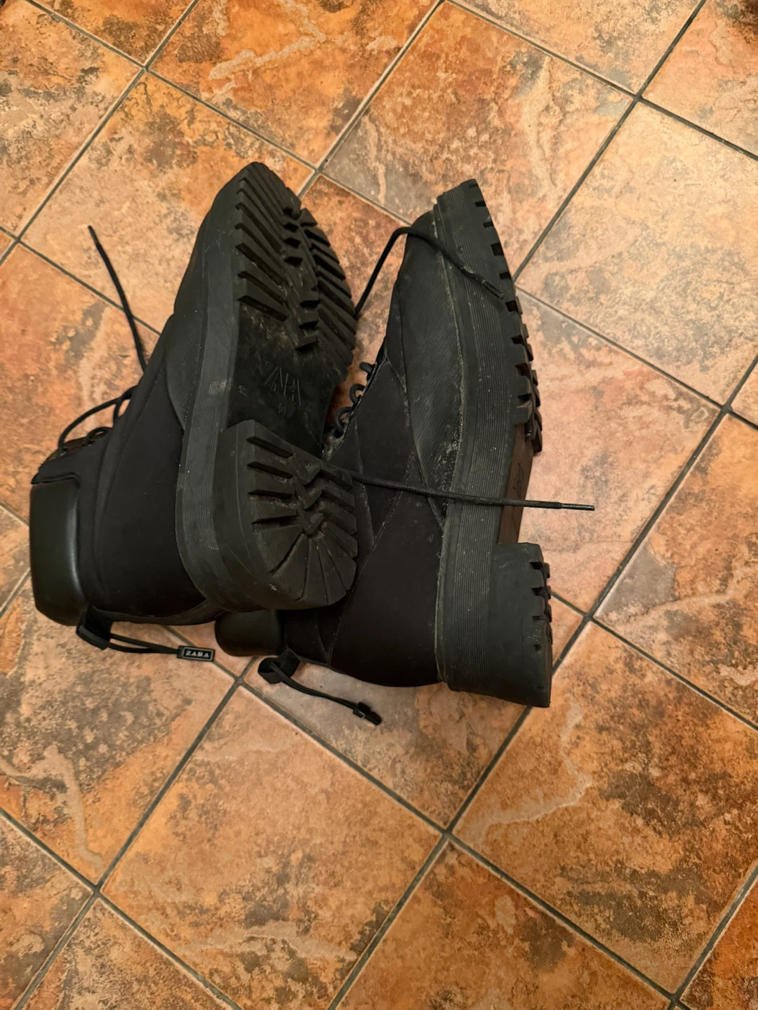 Zara Black Puffer Combat Boots - photo 4