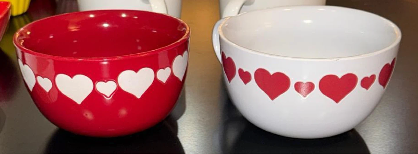 Heart Pattern Soup Mugs