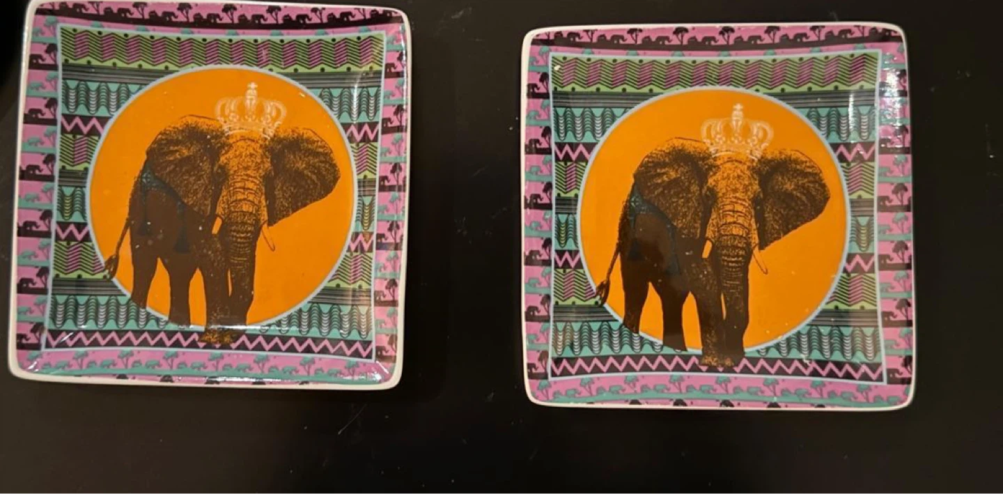 Set of 2 Decorative Small Elephant Trays
