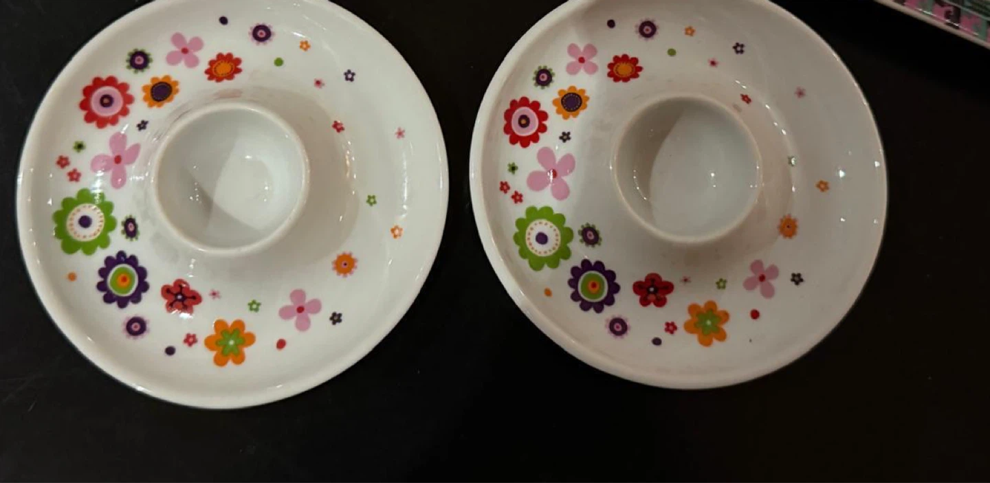 Set of 2 Ceramic Egg Cups with Floral Design