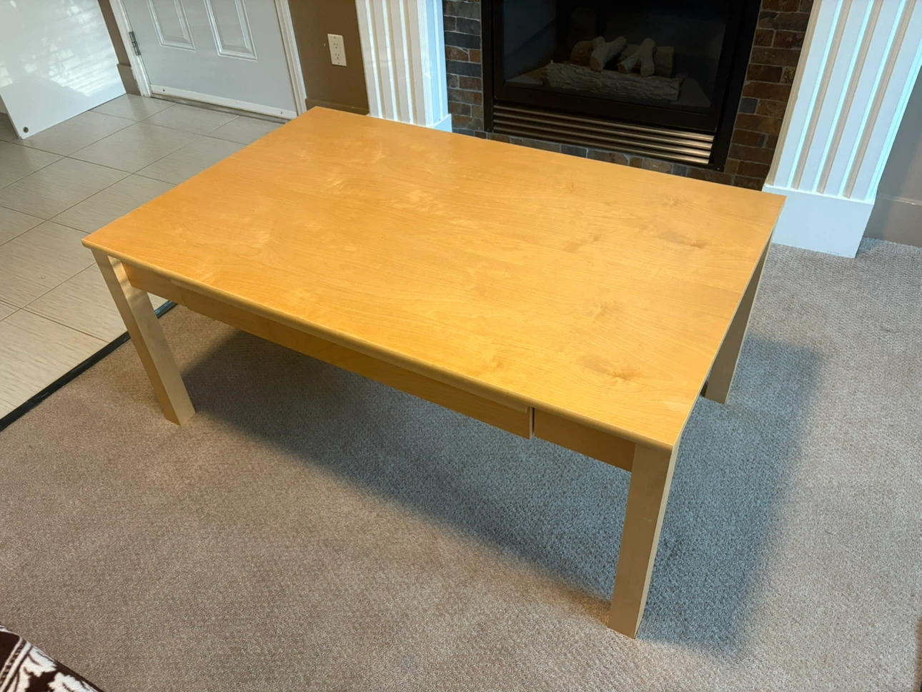 Light Wood Coffee Table with Drawer