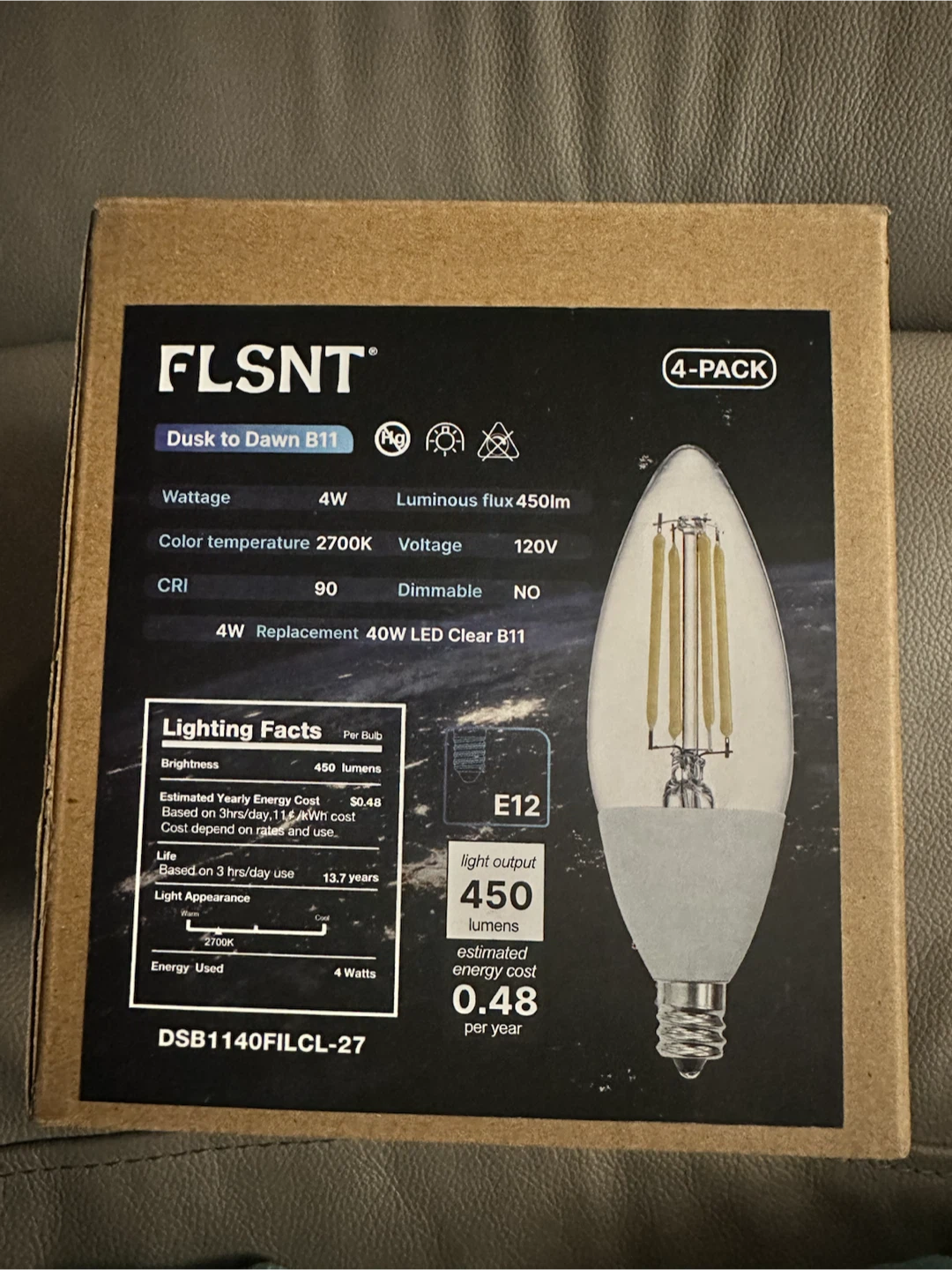 Dusk to Dawn B11 LED Light Bulbs, 4W, 2700K Soft White, 4-Pack - photo 3