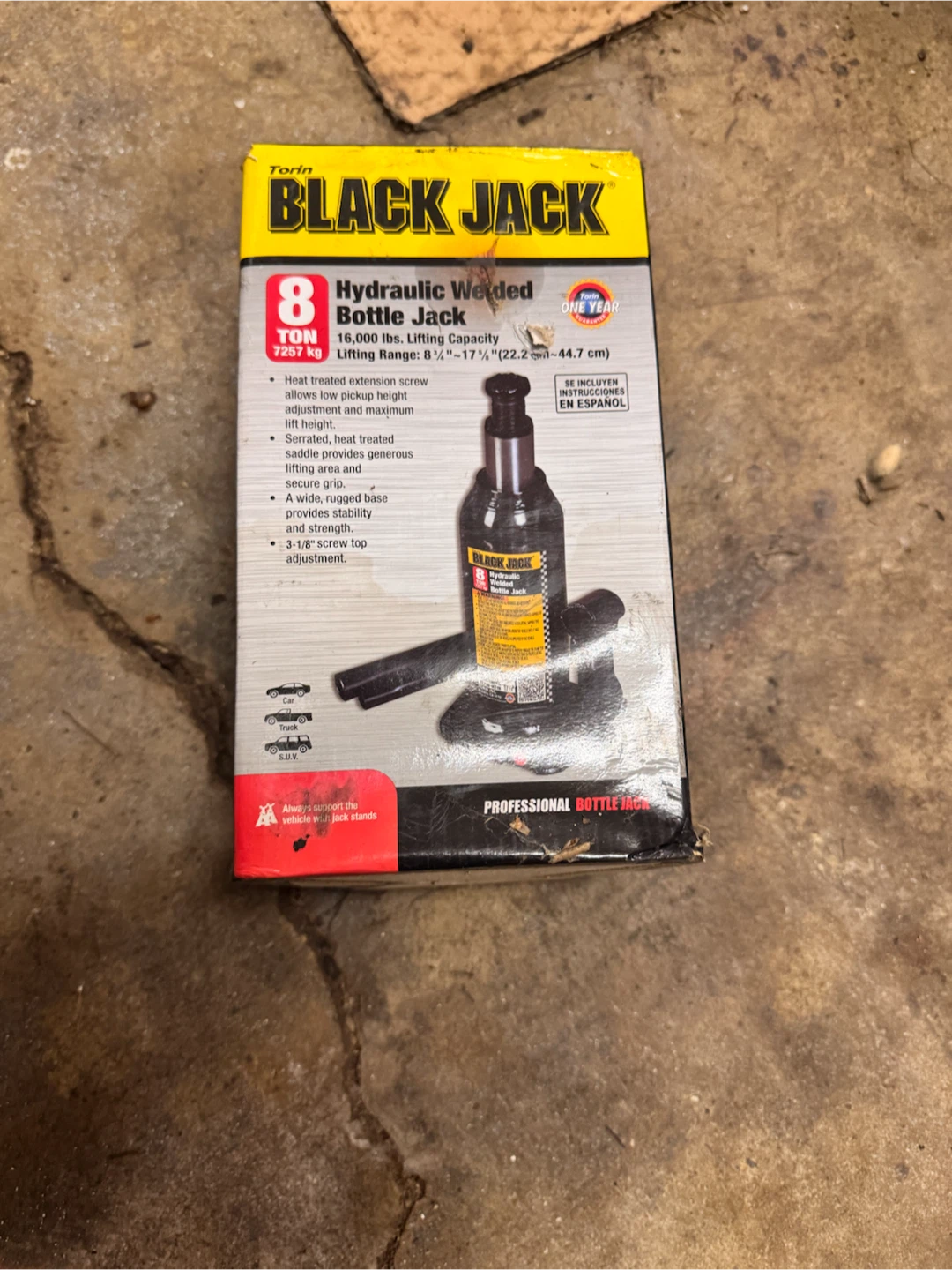 Black Jack 8 Ton Hydraulic Welded Bottle Jack