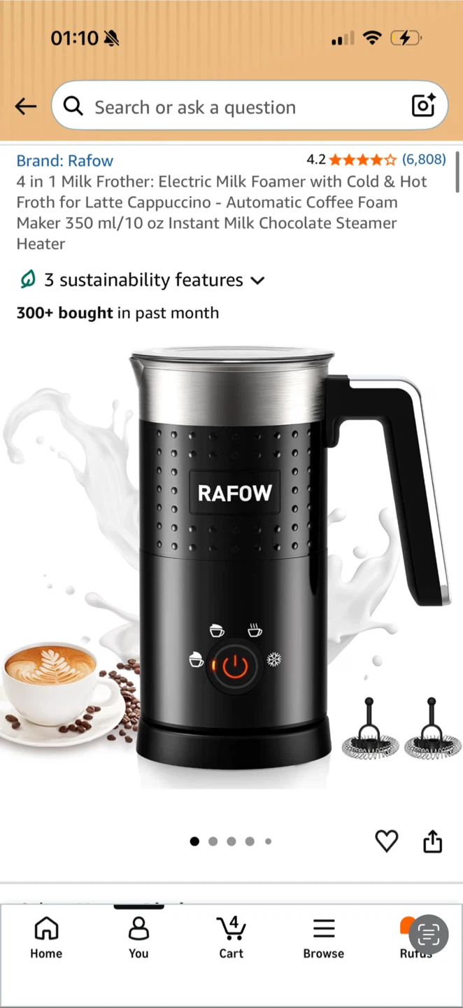 4-in-1 Electric Milk Frother (hot&cold)