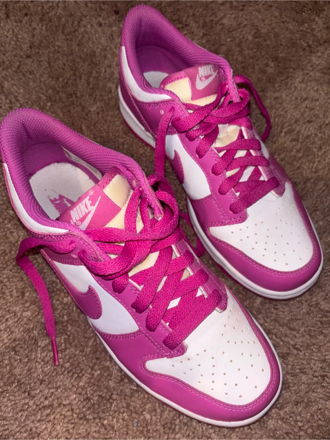 White and Hot pink Nike dunks