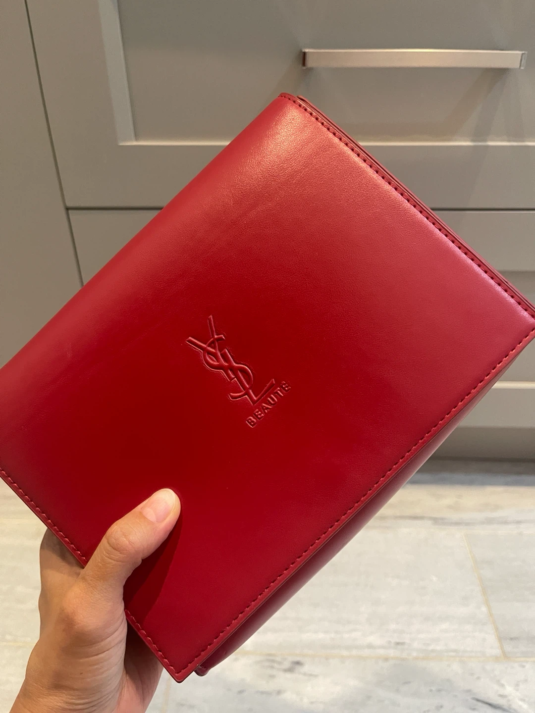 Yves Saint Laurent YSL Red Leather Makeup Pouch